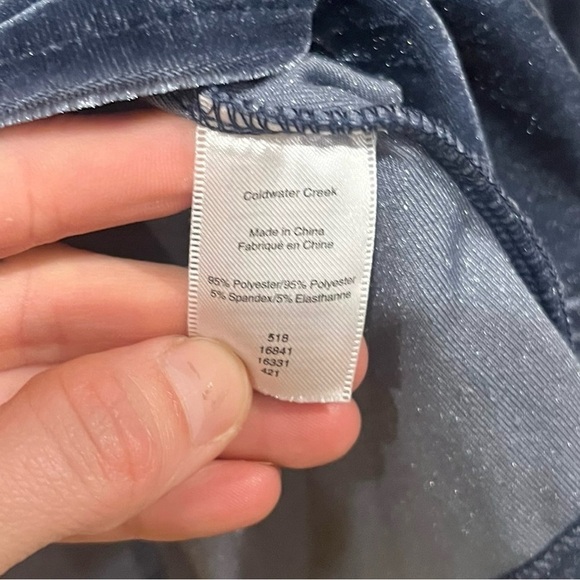 Coldwater Creek Smoke Navy Blue Pintuck Bal-Collar Top Long Sleeve Tunic Sz PM - Picture 8 of 9